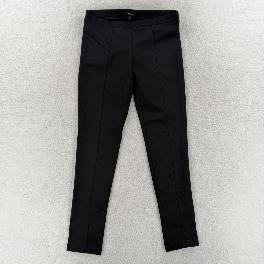 Theory Pants Womens Small Black Aurore Sabali Knit Ankle Slim‎ Stretch Work NWT